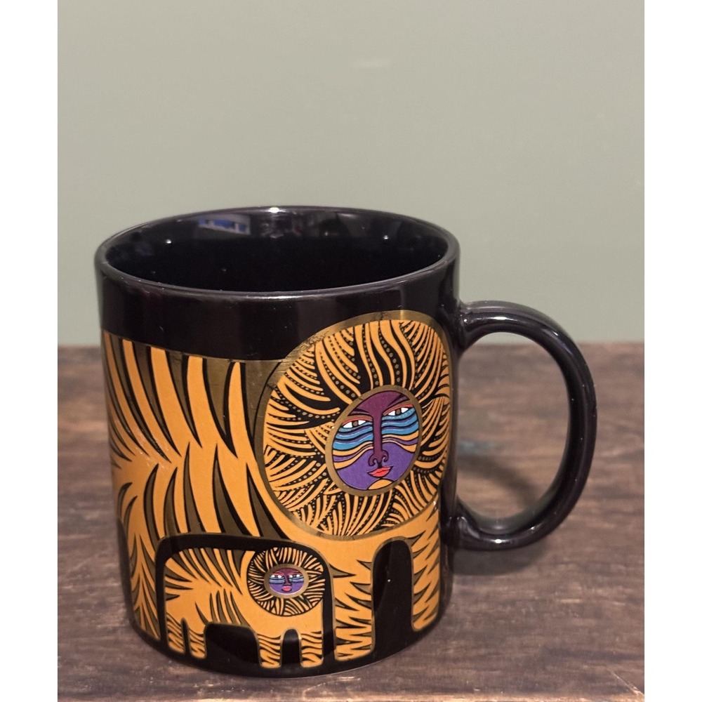 Vintage Laurel Burch Lion & Cub‎ Coffee Mug Japan
